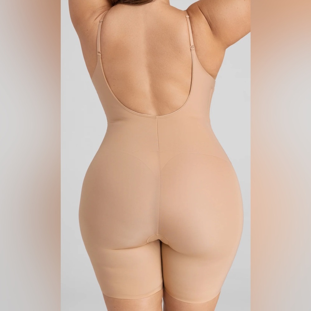 Honeylove Sculptwear Low Back Mid-Thigh Bodysuit 3X NWT Sand compression shaper - Picture 3 of 11